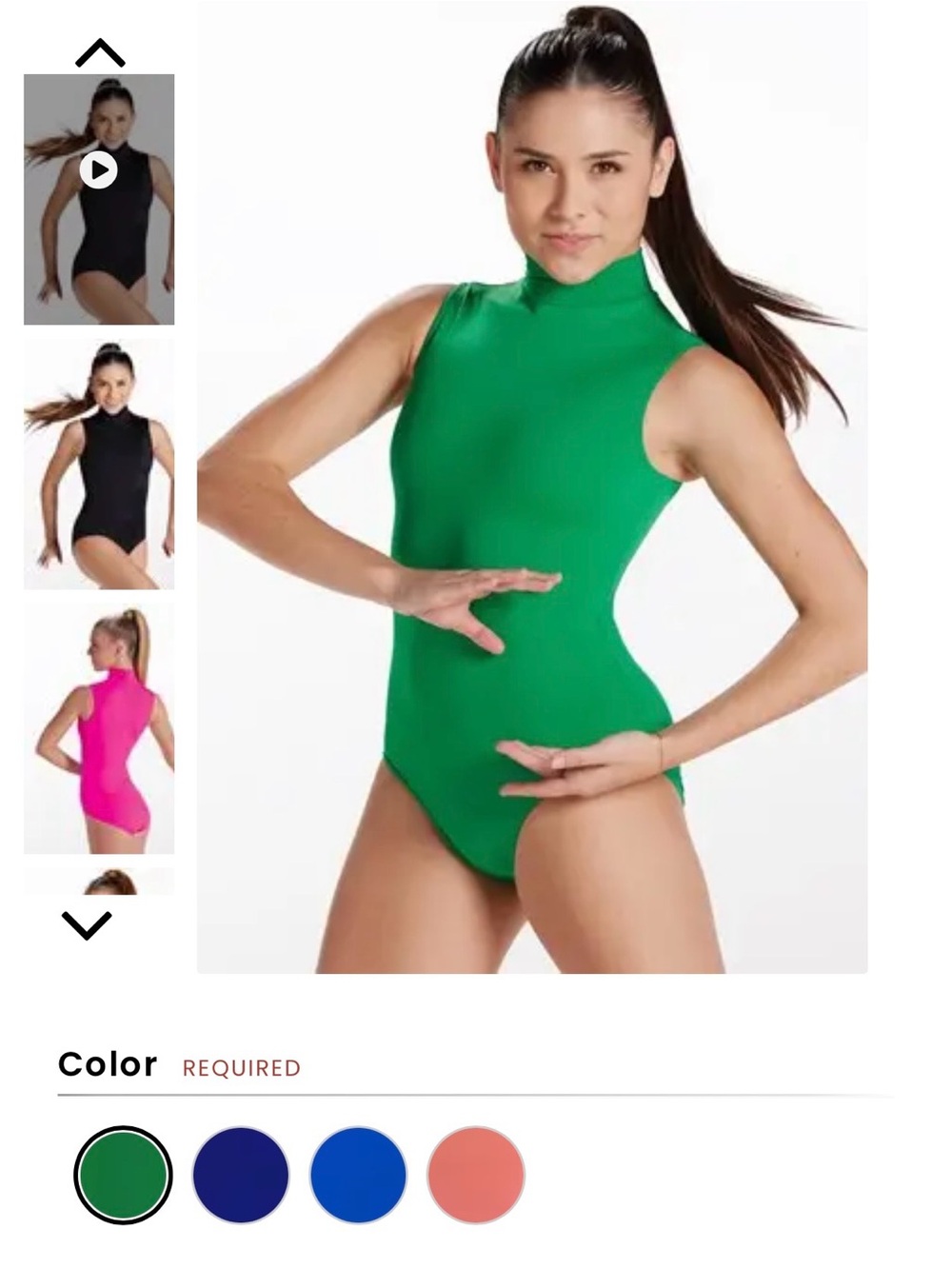 balera Emerald Green Mock-Neck Dance Leotard